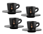 Preview: Bialetti schwarzes 4er Tasse Set achteckige Form