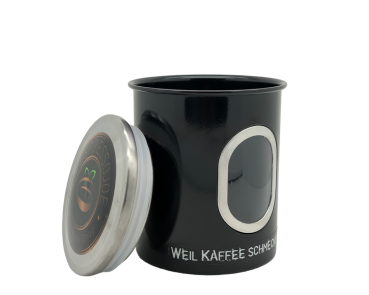 JOEs S Edelstahl Kaffeebohnen Dose mit Sichtfenster und Aromaverschluss Deckel