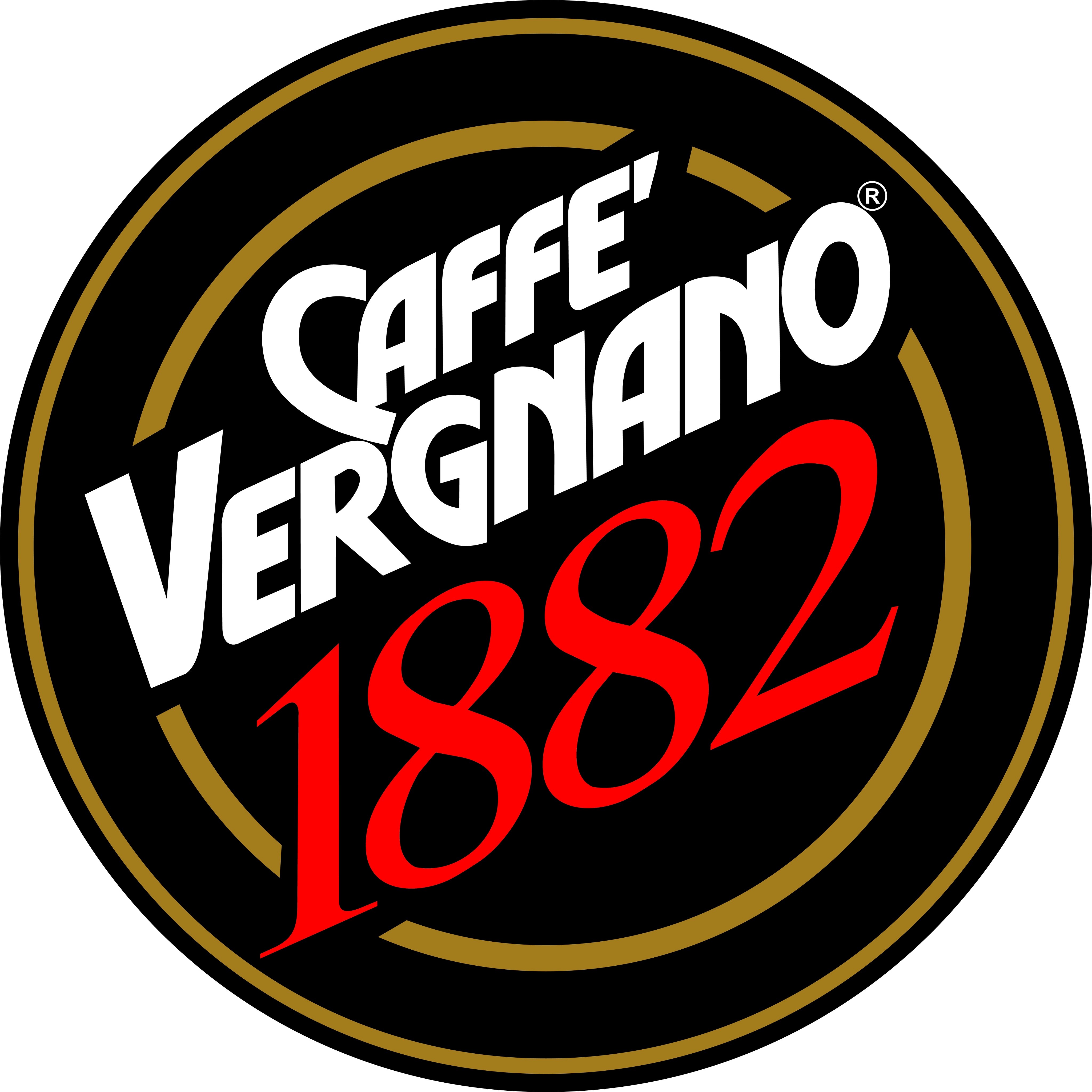 Milchkaffee Tasse, mattschwarzes Design mit Vergnano 1882 Logo