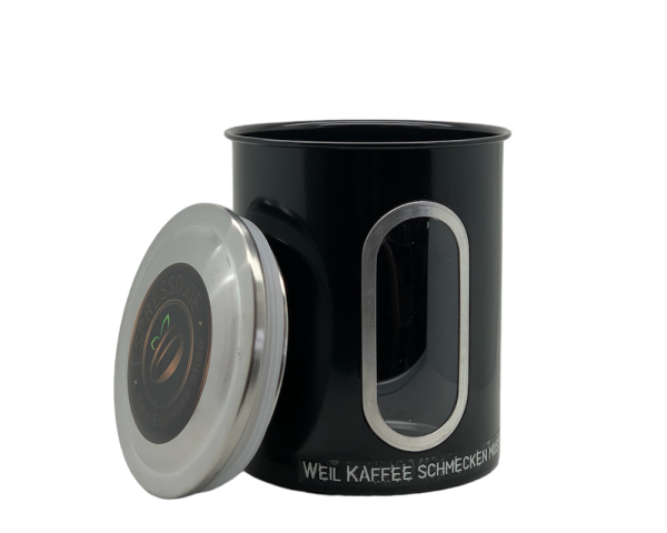 JOEs M Edelstahl Kaffeebohnen Dose mit Sichtfenster und Aromaverschluss Deckel