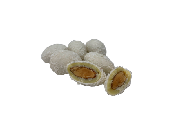 weiße schokolierte Kokos Mandeln